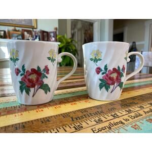 LAURA ASHLEY Floral Porcelain Coffee Tea Cup MUG VINTAGE PAIR Botanical 2